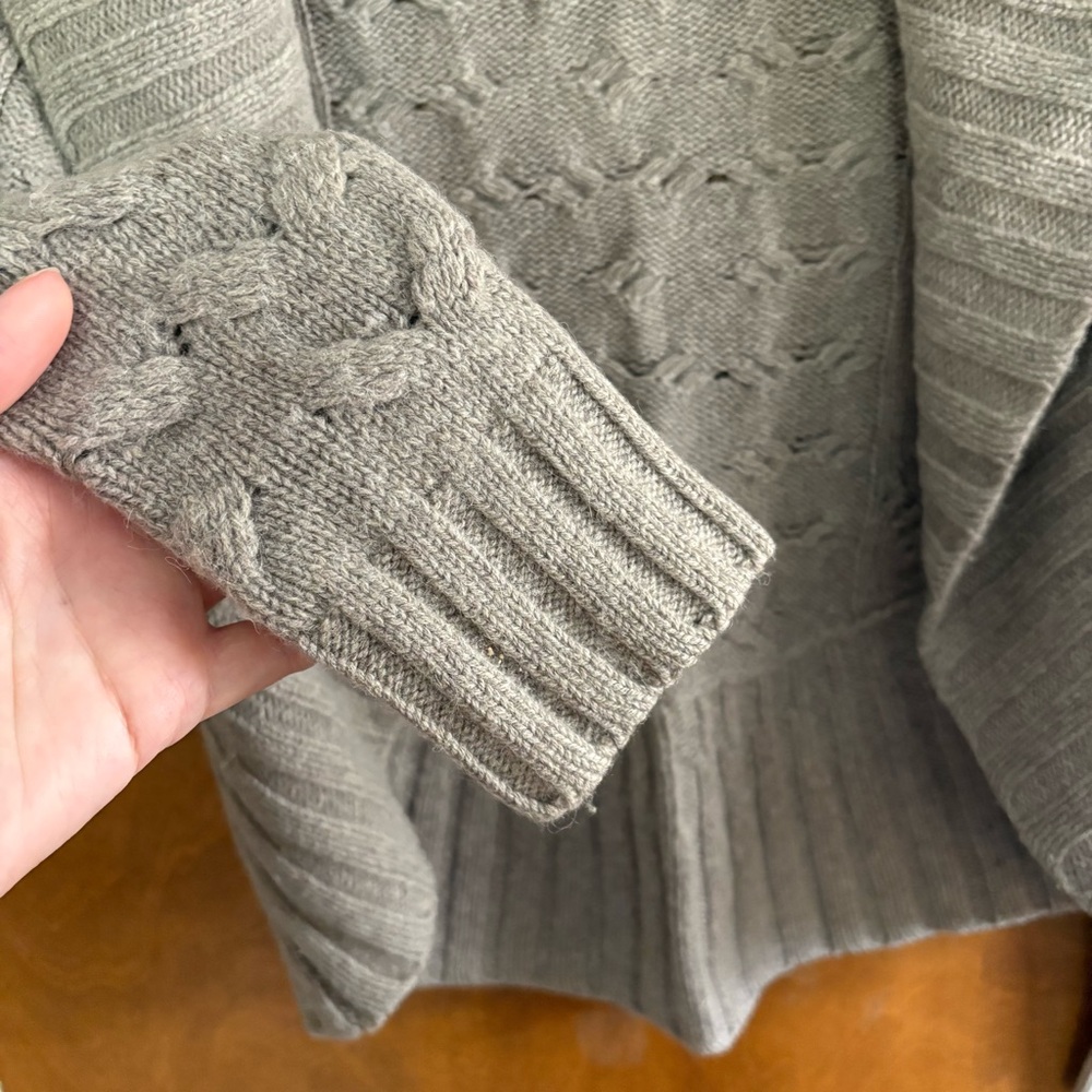 Vince Alpaca Wool Cashmere Tan Bolero Cocoon Cardigan Sweater Cable Knit Preppy - Picture 9 of 13